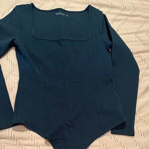 Abercrombie Dark green Long Sleeve Square Neck Bodysuit